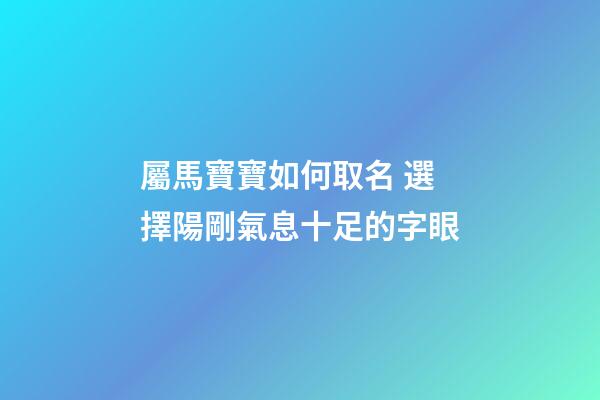 屬馬寶寶如何取名 選擇陽剛氣息十足的字眼